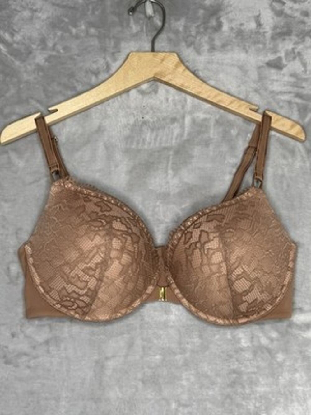 Soma Embraceable Enchanting Lace Bra Womens 36DD Brown Front Close T-Shirt